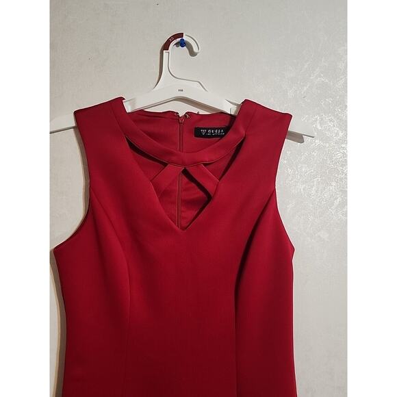 Guess Los Angeles Pencil Dress Wide Sleeve sz 10 Formal Form Fitting Red - Picture 2 of 6